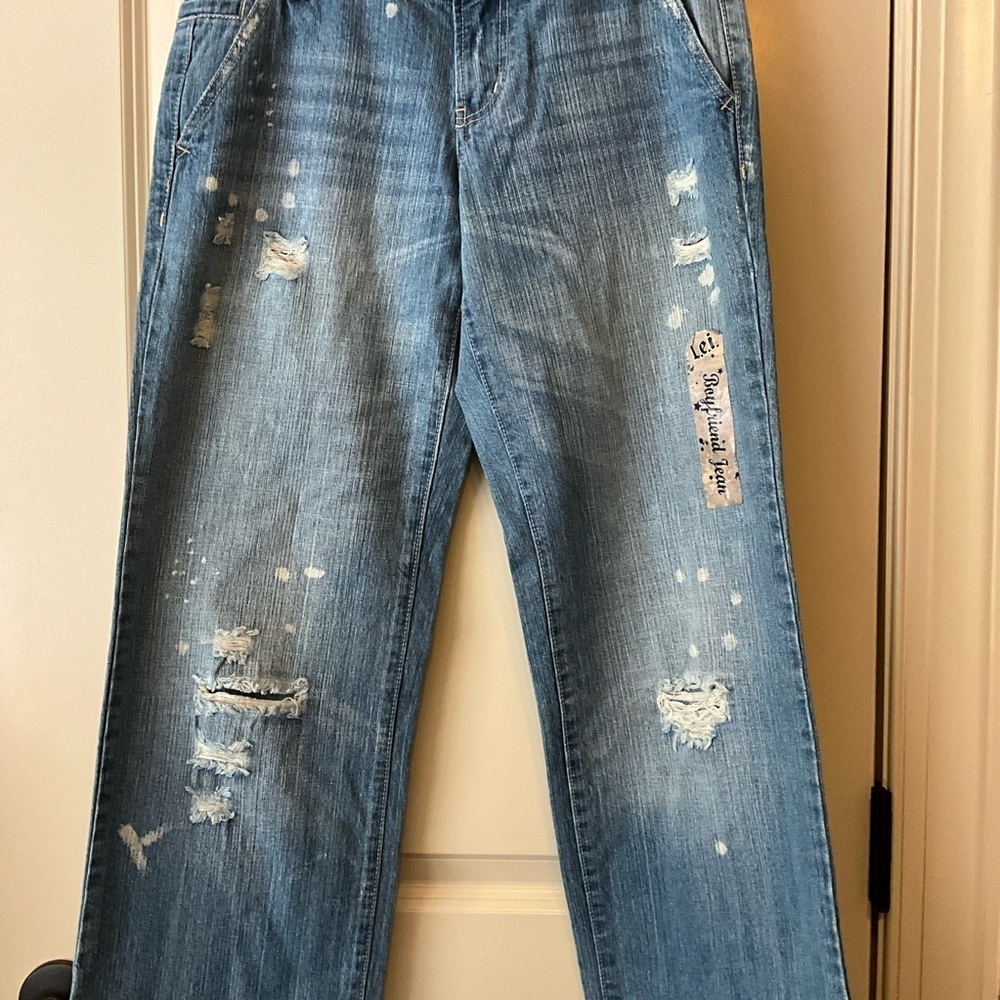 LEI WideLeg Distressed Blue Jeans size 5 - Picture 5 of 13